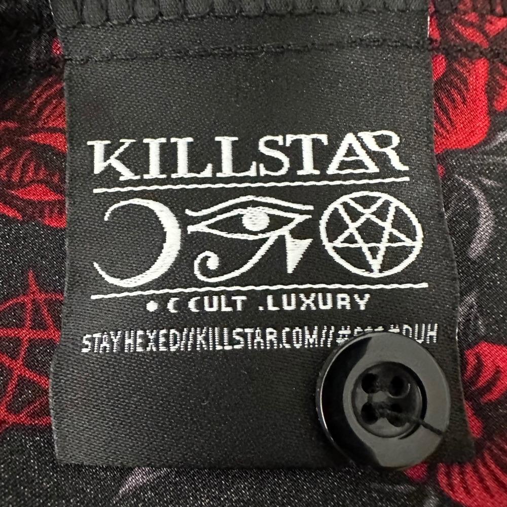 Killstar Red Rose Skull Pentagram High Low Midi Dress Pandora Shirt Dress L - Picture 10 of 11